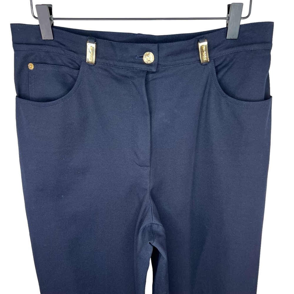 St John Sport Navy Straight Leg Pants Gold Accents 8 - Picture 3 of 6